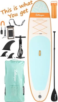 and Cell Phone case Pump Retrospec Weekender Plus 10 Inflatable Stand Up Paddleboard Double Layer PVC iSUP Bundle w/Carrying case 3 Removable fins 3 Piece Adjustable Aluminum Paddle