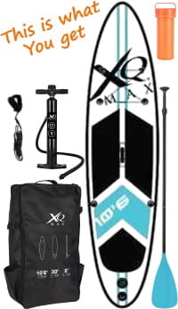 Xq Max Stand Up Paddle SUP Board Blue Inflatable & Paddle Pump Bag 10ft Blue 